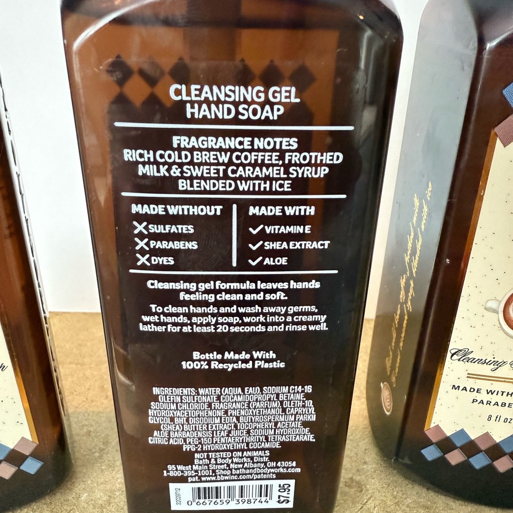 Bath & Body Works A Day at the Cafe (Coffee, Caramel) Cleansing Gel Hand Soap x3 - Picture 2 of 3